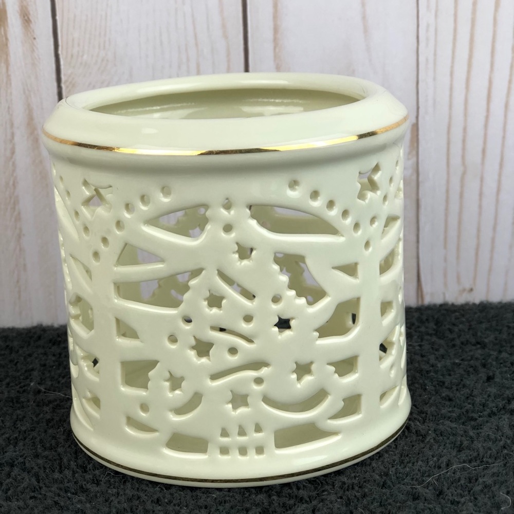 Formalities Ivory/Gold Ceramic Votive Holder EUC